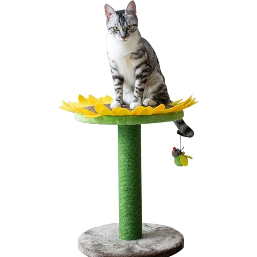 For Cats & Other Critters Petpals | Catry Cat Sunflower Tree Bed - Sisal Covered 2 In 1 Climbing Activity Tower