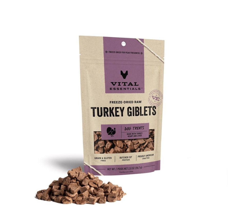 Treats Vital Essentials | Vital Essentials® Freeze-Dried Raw Turkey Giblets Dog Treats, 2.0 Oz