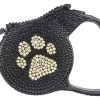 Collars, Leads & Accessories Parisian Pet® | Gold Paw Crystal Retractable Leash