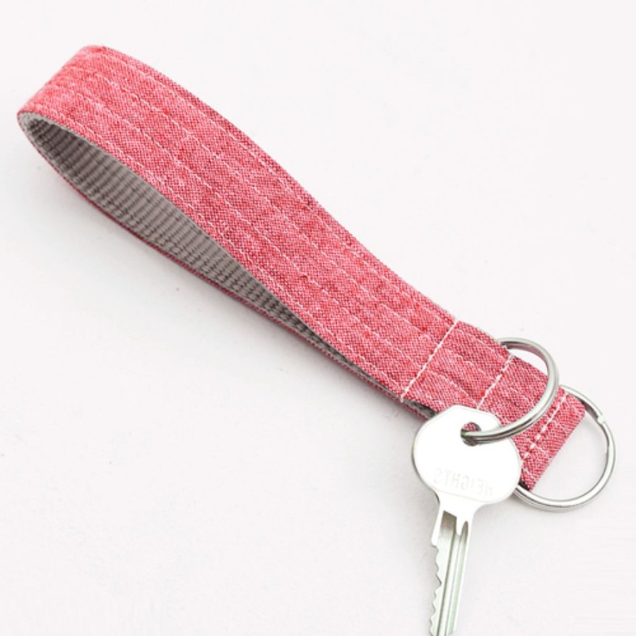 Stuff For Humans Mimi Green | Red Linen Wristlet Key Fob