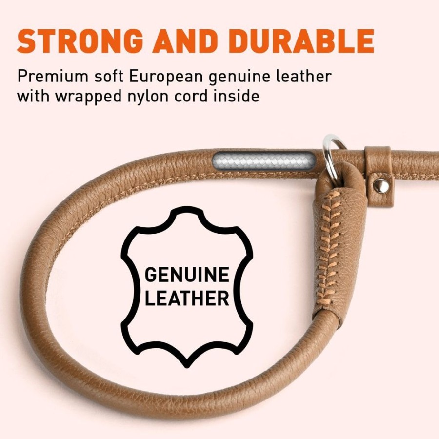 Collars, Leads & Accessories Dogline | Dogline Soft Leather Round Slip Lead