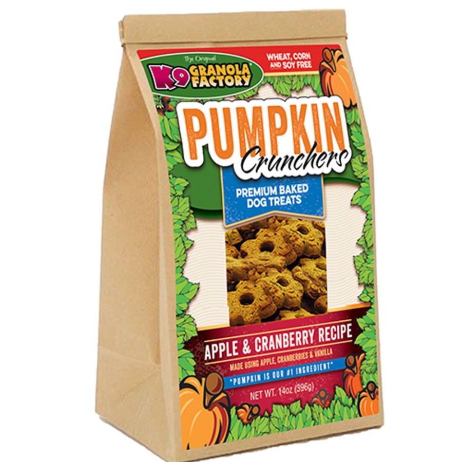 Treats K9 Granola Factory | Pumpkin Crunchers, Apple & Cranberry Recipe Dog Treats, 14Oz