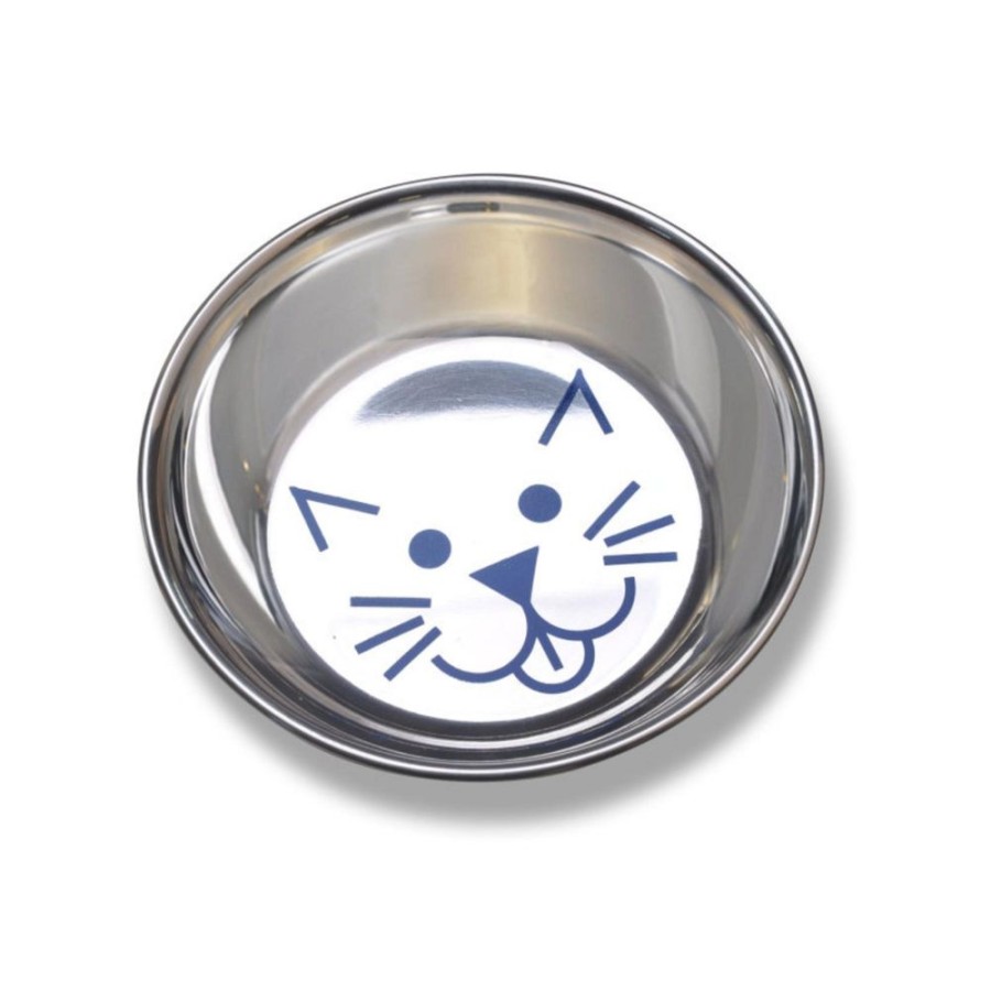 Bowls & Feeding Supplies Van Ness | Van Ness Plastics Decorated Stainless Steel Saucer Cat Dish 1Ea/8Oz.