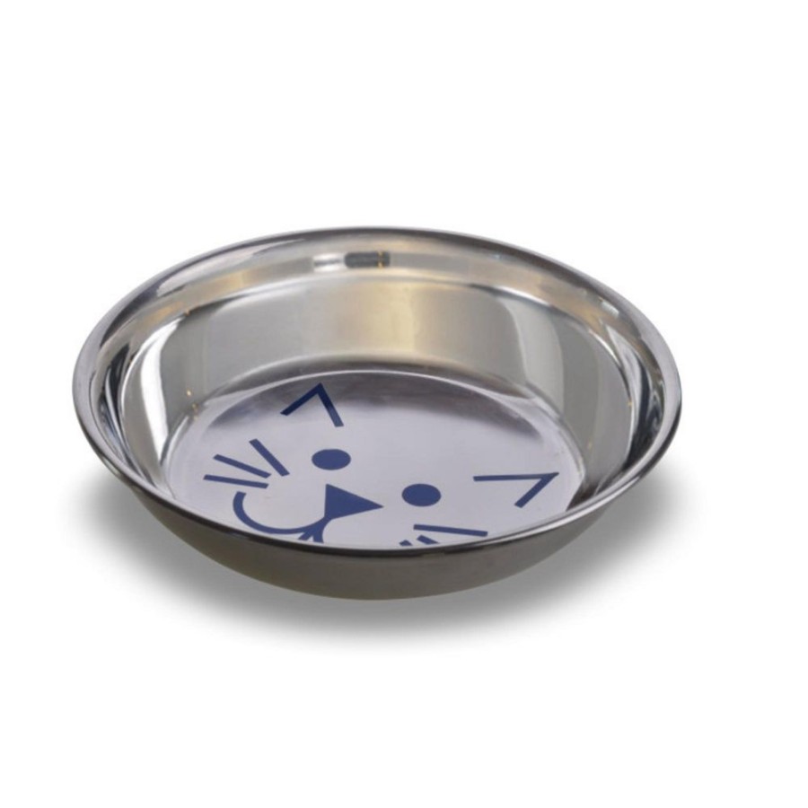 Bowls & Feeding Supplies Van Ness | Van Ness Plastics Decorated Stainless Steel Saucer Cat Dish 1Ea/8Oz.