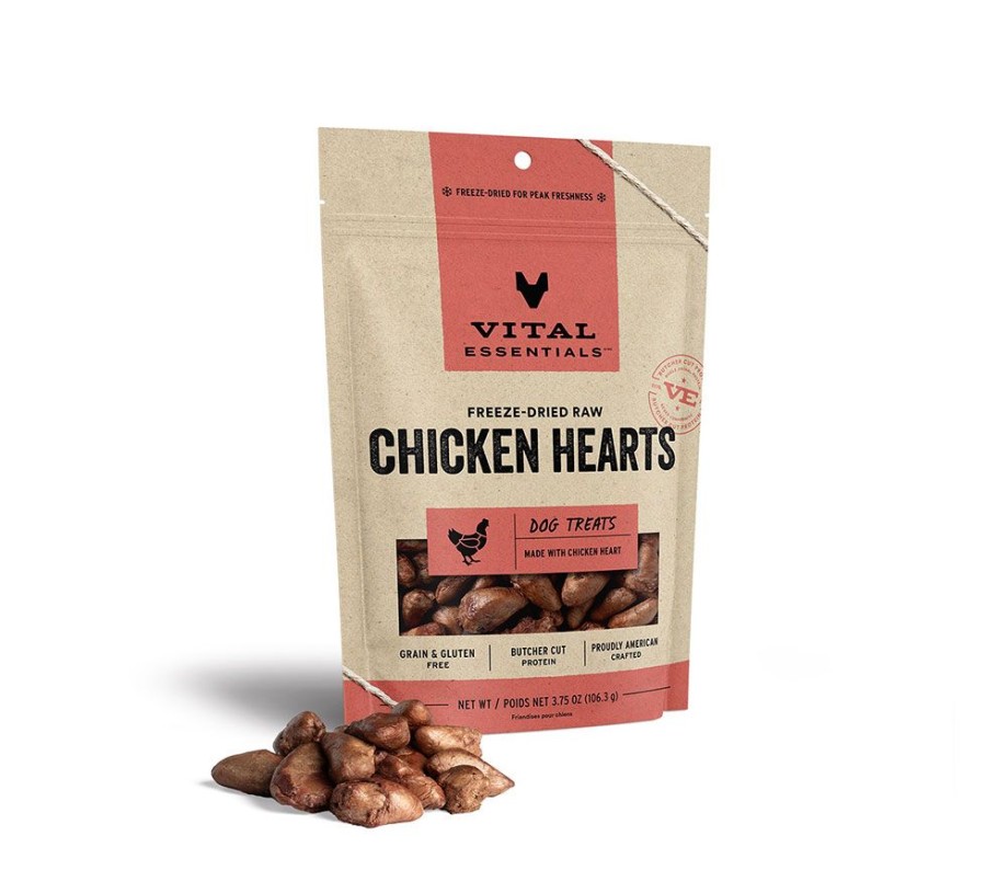 Treats Vital Essentials | Vital Essentials® Freeze-Dried Chicken Hearts Dog Treats, 3.75 Oz