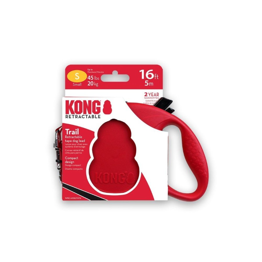 Collars, Leads & Accessories KONG® Leashes | Kong Retractable Leash Trail Red - 3 Sizes