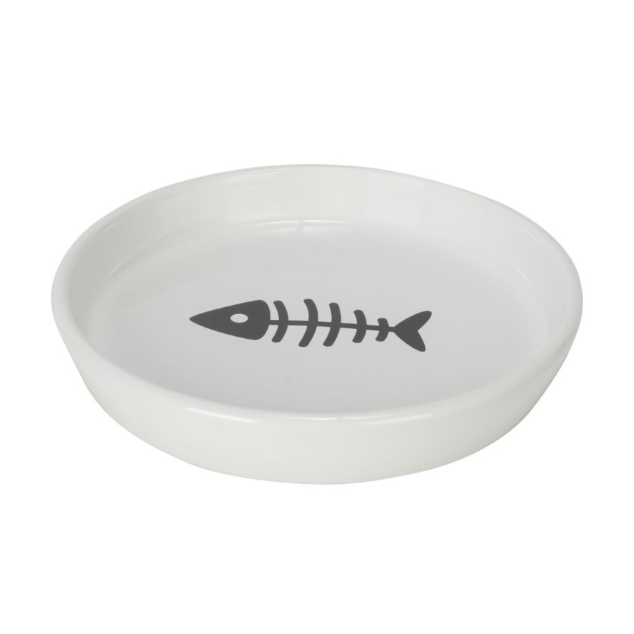 Bowls & Feeding Supplies Park Life Designs | Oscar Classic Round Cat Dish White