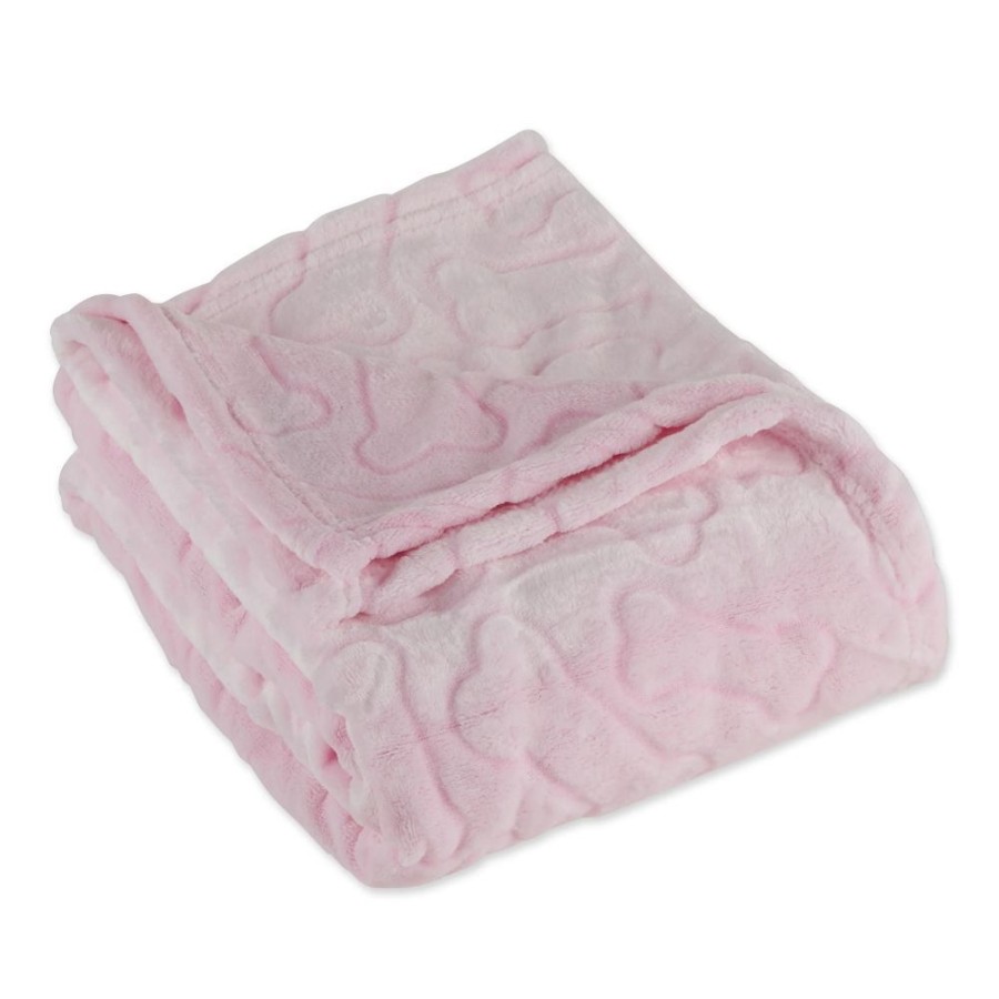 Beds, Crates, Etc. Bone Dry Pet | Pink Embossed Bone Print Pet Blanket