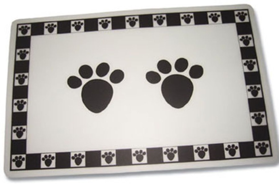 Bowls & Feeding Supplies PetRageous Designs! | Black Pet Paws Placemat - 11.75" X 19" W