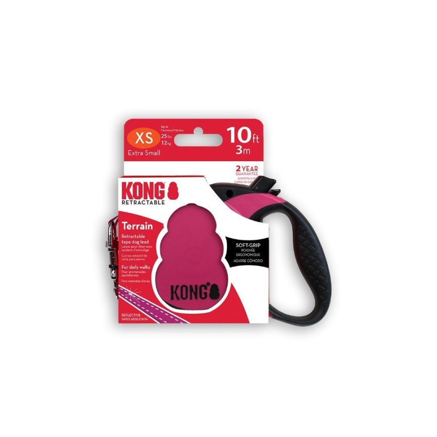 Collars, Leads & Accessories KONG® Leashes | Kong Retractable Leash Terrain Fuchsia - 4 Sizes