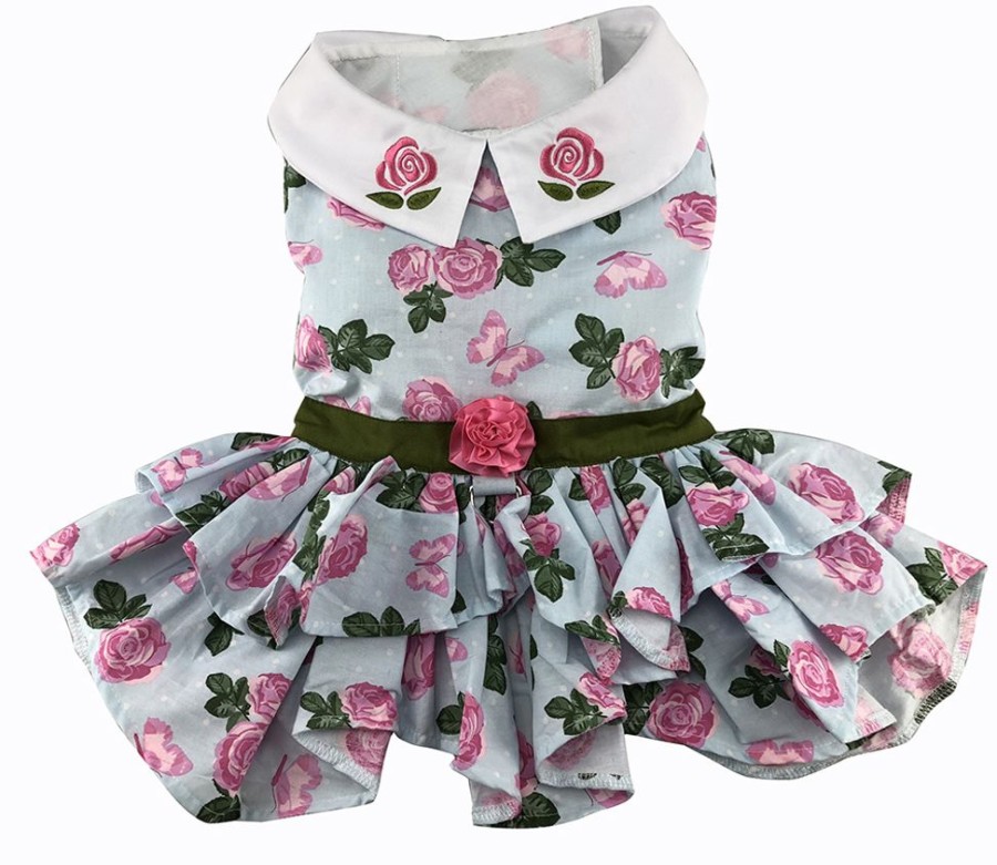 Pet Apparel (Continued) Doggie Design, Inc. | Pink Rose Dress With D-Ring And Matching Leash