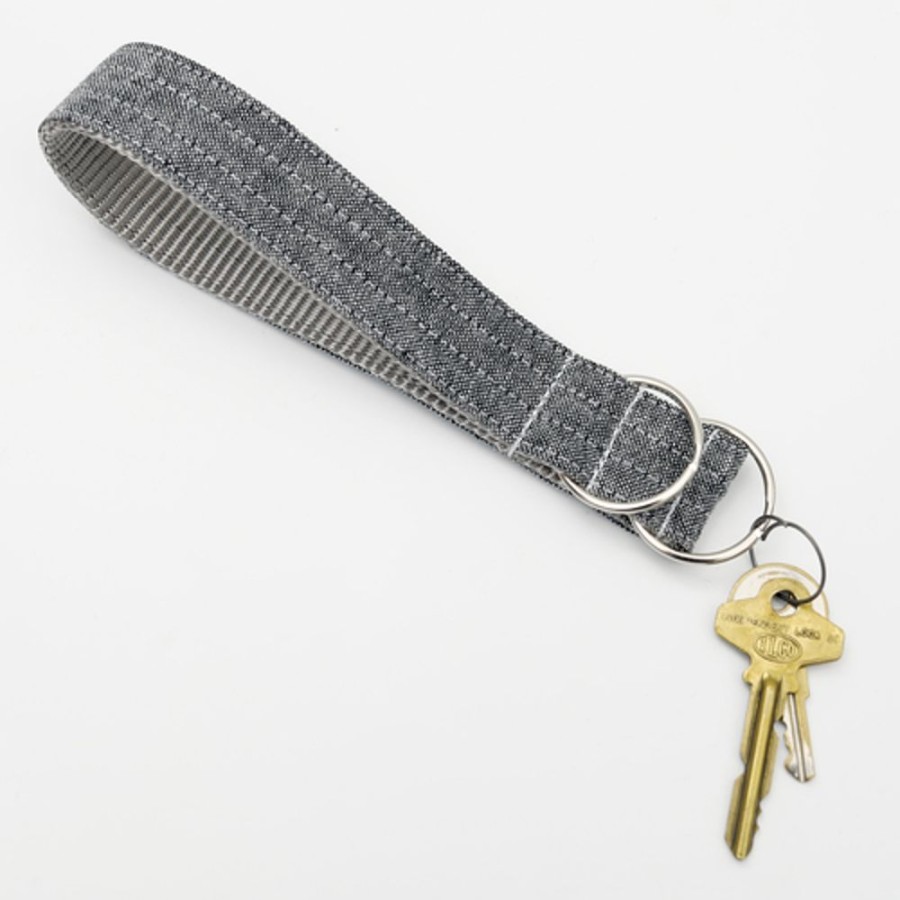 Stuff For Humans Mimi Green | Charcoal Linen Wristlet Key Fob