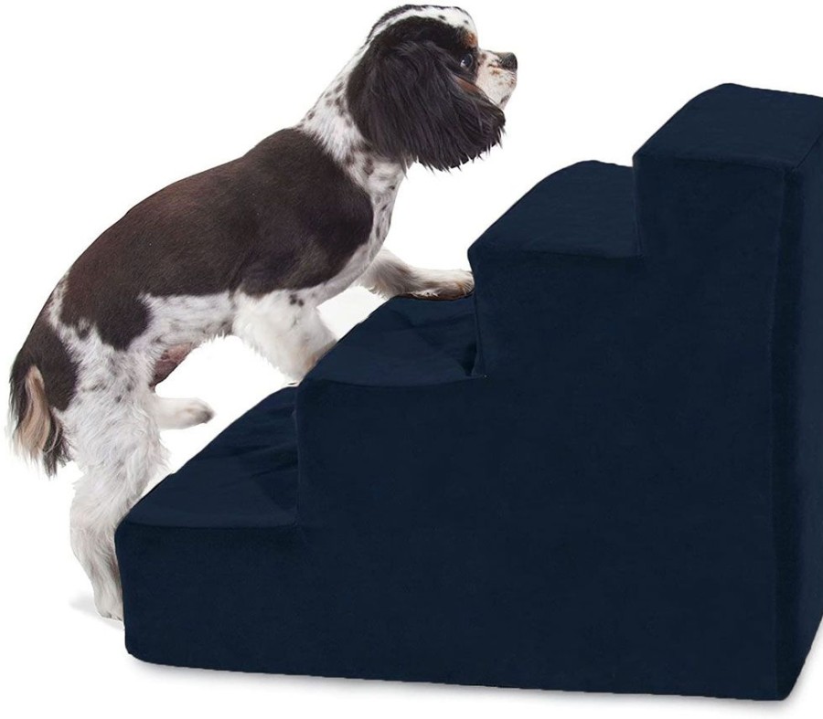 For The Home Majestic Pet Products | Navy Blue Faux Suede Pet Stairs (4 Steps)