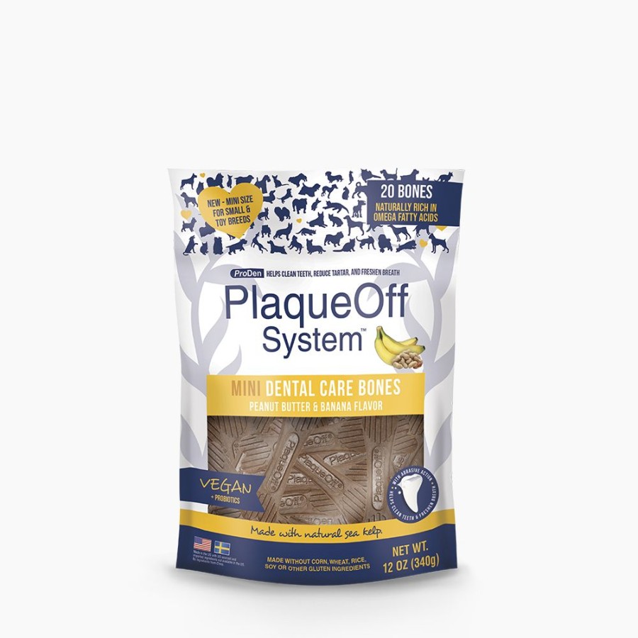 Treats PlaqueOff | Plaqueoff Mini Dental Care Bones - Peanut Butter & Banana