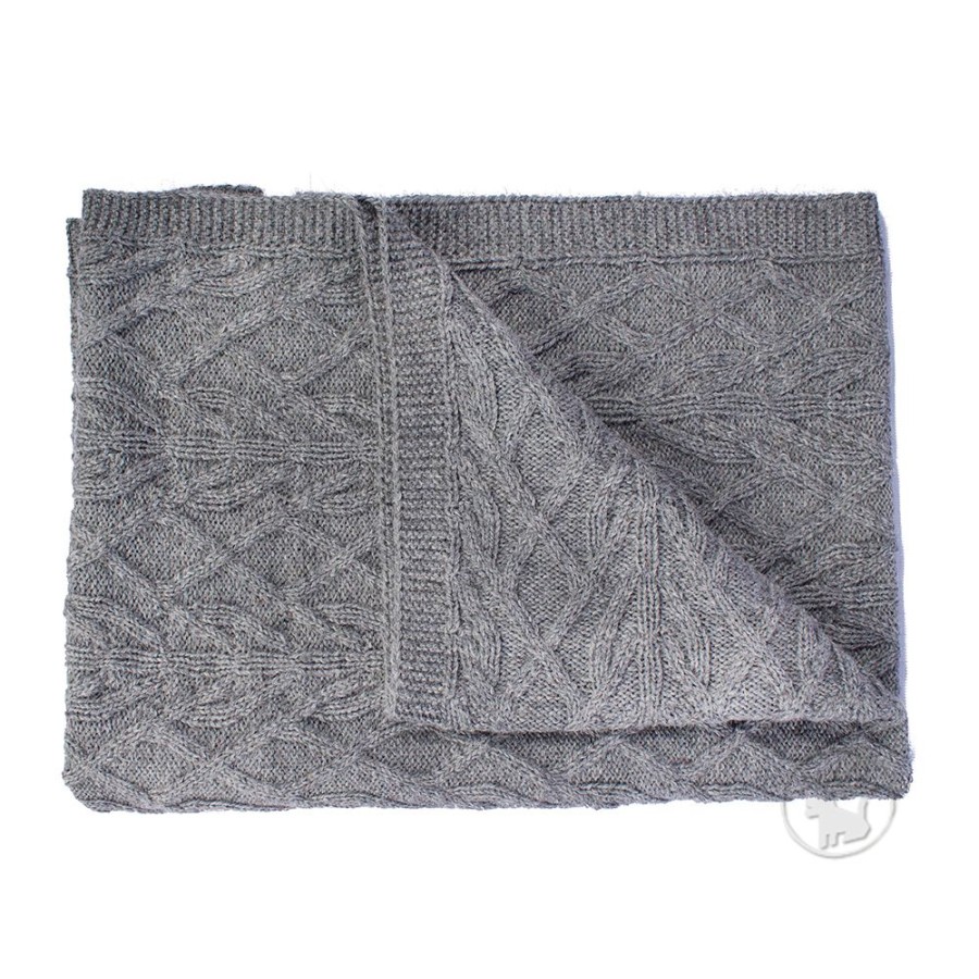 Stuff For Humans Alqo Wasi | Grey Alpaca Knit Blanket (23.5" X 27.5" )