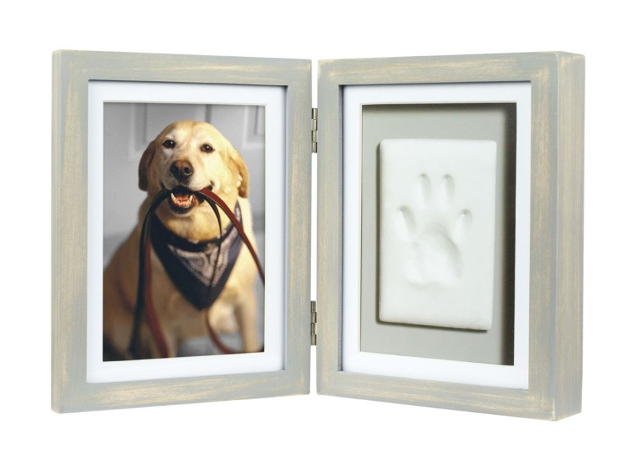 For The Home Pearhead™ | Pawprints Desk Photo Frame And Impression Kit, Distressed Gray