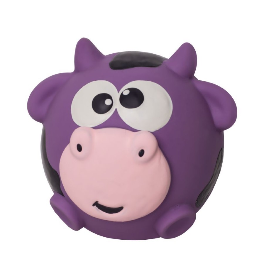 Toys & Playthings Outward Hound® | Outward Hound Sillyz Cow Latex Rubber Squeaky Ball Dog Fetch Toy, Purple