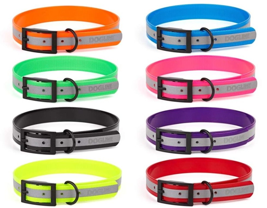 Collars, Leads & Accessories Dogline | Dogline Biothane Translucent Reflective Waterproof Dog Collar Strong Coated Nylon Webbing With Black Hardware Odor- Proof For Easy Care Easy To Clean High Performance Fits Small Medium Or Large Dogs