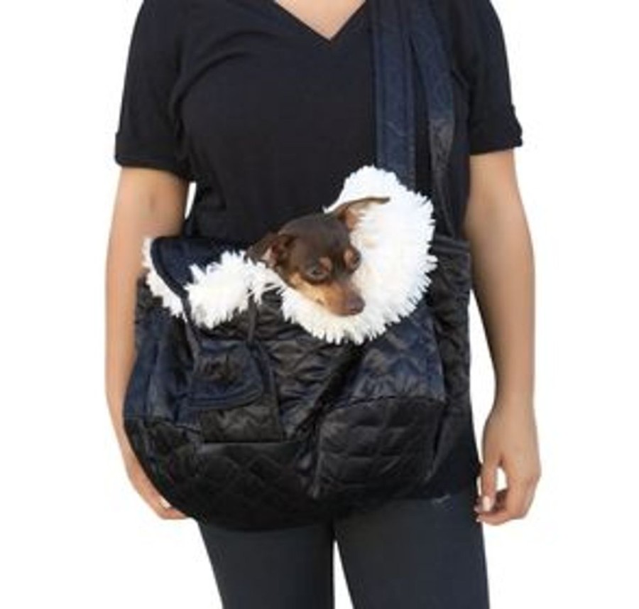 Totes & Carriers Dog Squad | Brit Quilted Carrier- Black Satin