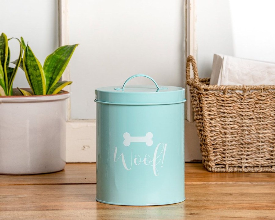 Bowls & Feeding Supplies Park Life Designs | Casper Powder Blue Treat Canister - " Woof"