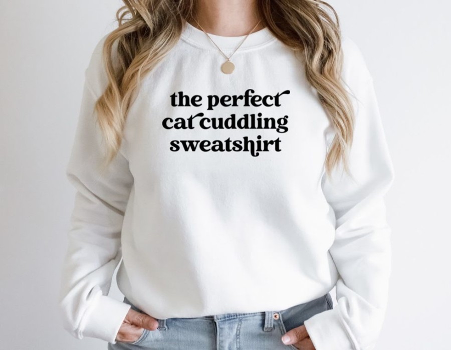 Stuff For Humans Paisley Paw Designs | The Perfect Cat Cuddling Sweatshirt | Unisex Crew Neck | Crewneck Sweatshirt