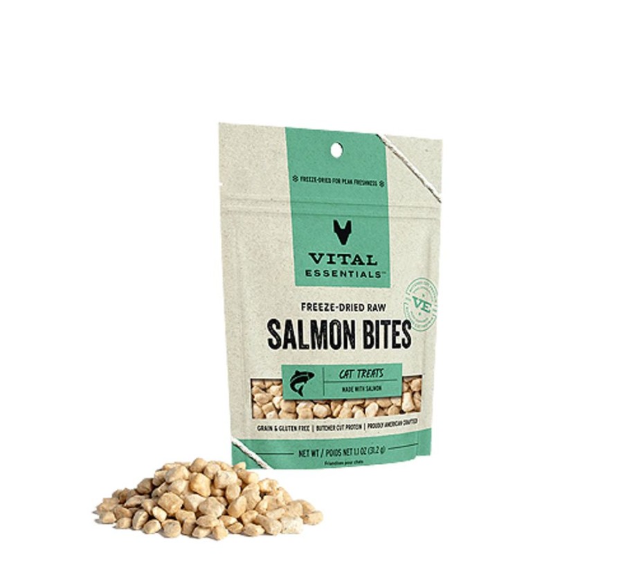 For Cats & Other Critters Vital Essentials | Vital Essentials Cat Freeze-Dried Treat Bites Salmon 1.1Oz.