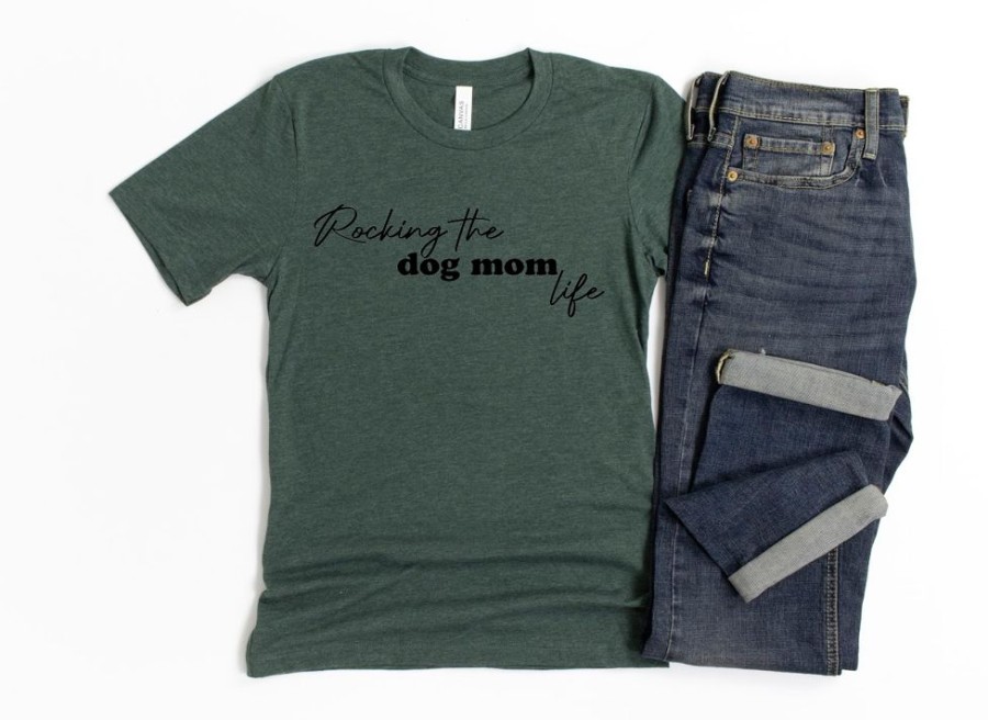 Stuff For Humans Paisley Paw Designs | T-Shirt Ladies | Rocking The Dog Mom Life Shirt | People Shirts | Printed Tshirt | Human Dog Gear | Unisex | T-Shirt Person | Women