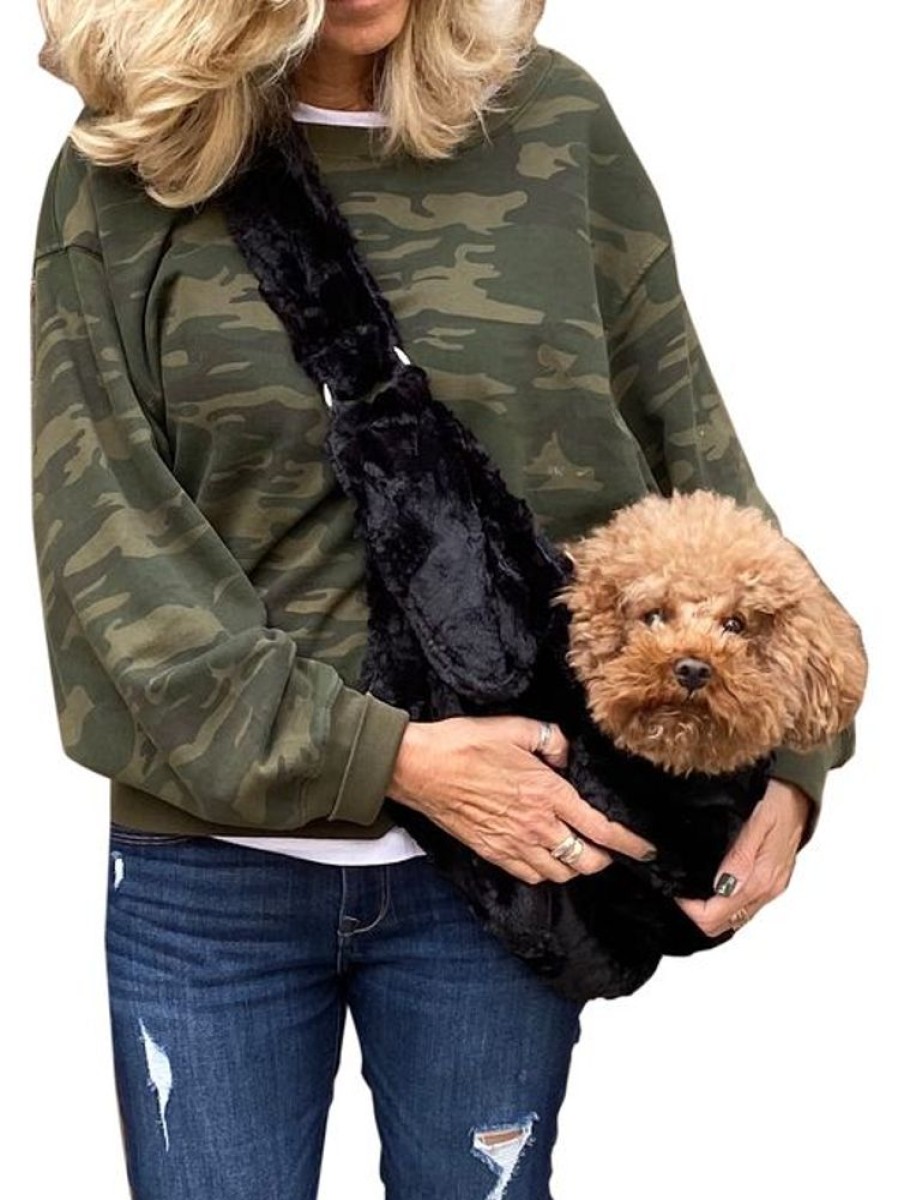 Totes & Carriers Dog Squad | Adjustable Furbaby Sling Bag, Black Bella