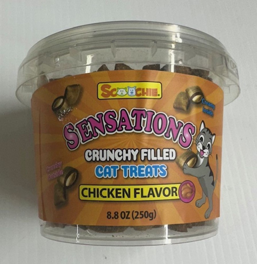 For Cats & Other Critters Scoochie Pet | Sensations Chicken Filled Cat Treats - Similar To Temptations 8.8 Ounce Tub