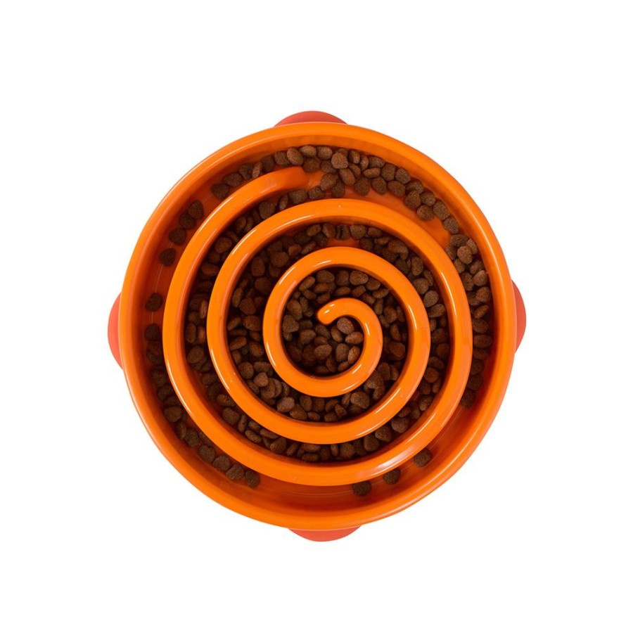 Bowls & Feeding Supplies Outward Hound® | Outward Hound Fun Feeder Slo Bowl Orange Small