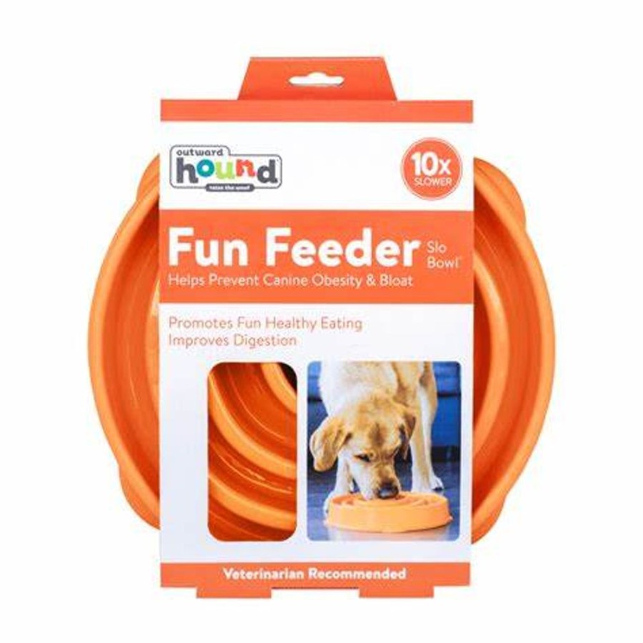 Bowls & Feeding Supplies Outward Hound® | Outward Hound Fun Feeder Slo Bowl Orange Small