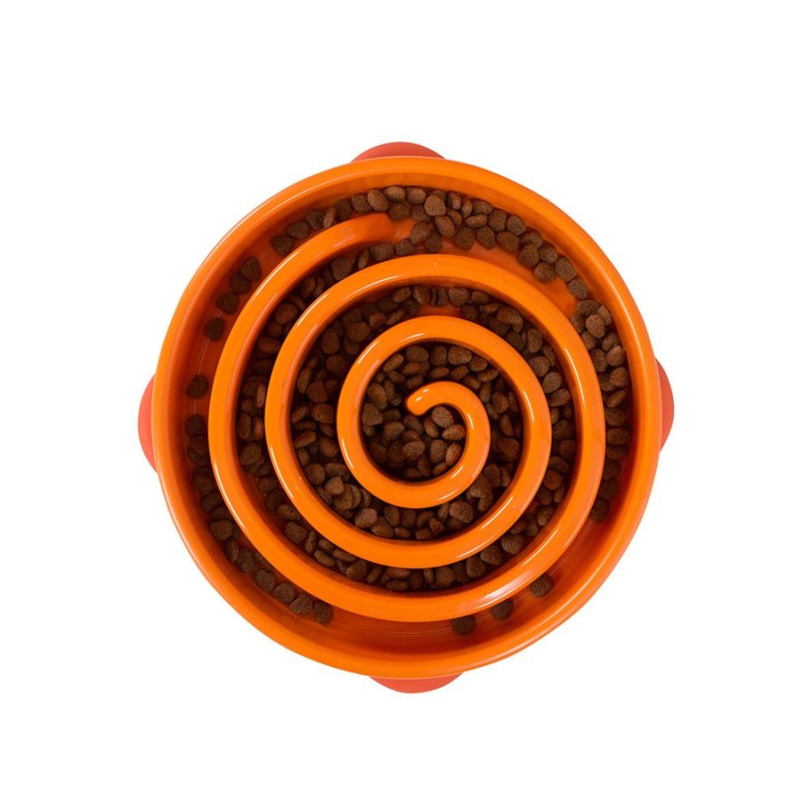 Bowls & Feeding Supplies Outward Hound® | Outward Hound Fun Feeder Slo Bowl Orange Large