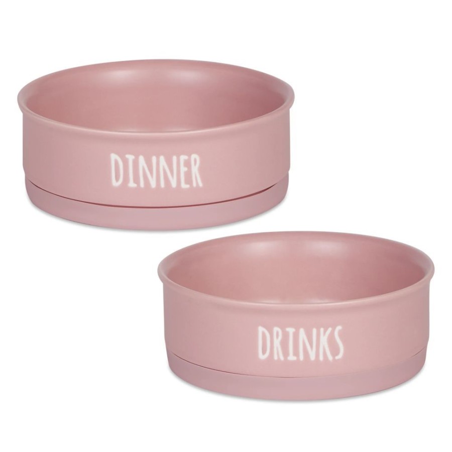 Bowls & Feeding Supplies Bone Dry Pet | Dinner And Drinks Pale Mauve Pet Bowl & Canister