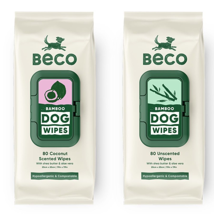 Grooming & Shampoos Beco | Beco Bamboo Dog/Pet Wipes, 100% Compostable, 80 Count