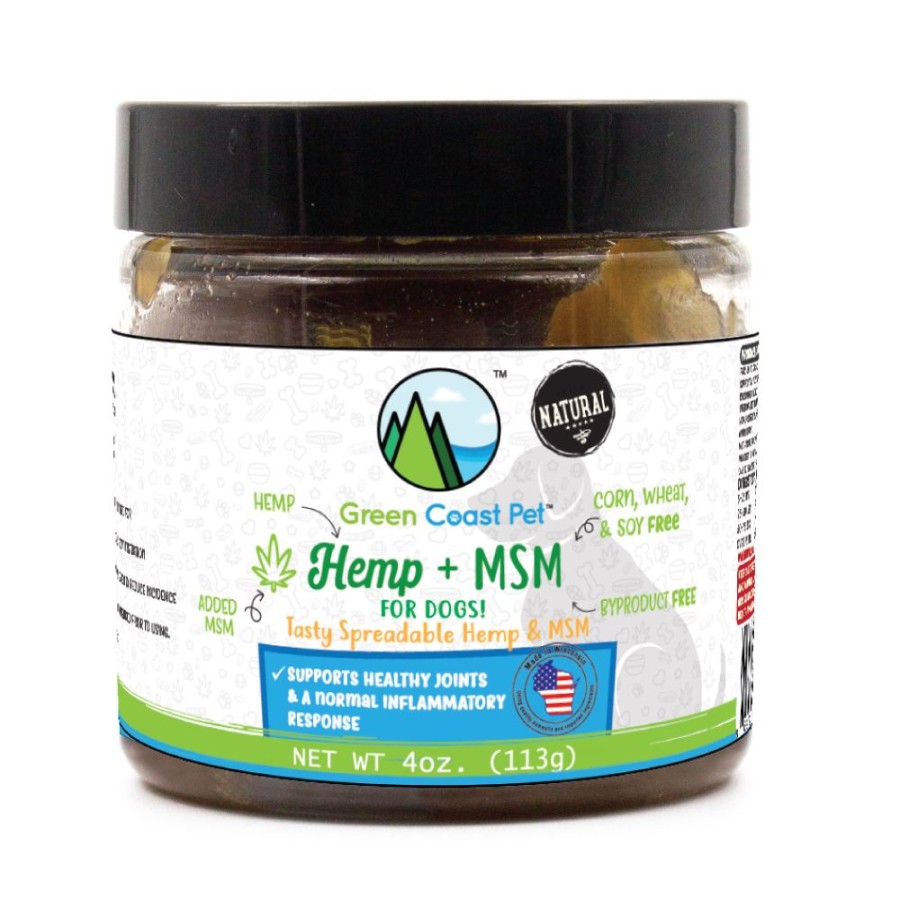 Health & Safety Green Coast Pet | Hemp + Msm Peanut Butter Flavored Paste