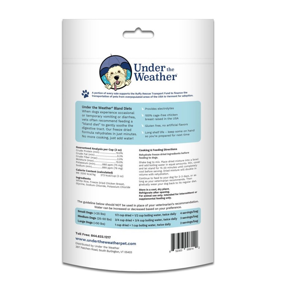 Pet Food Under the Weather | Rice & Chicken For Dogs - 6Oz Bags Of Meal Mix By Under The Weather