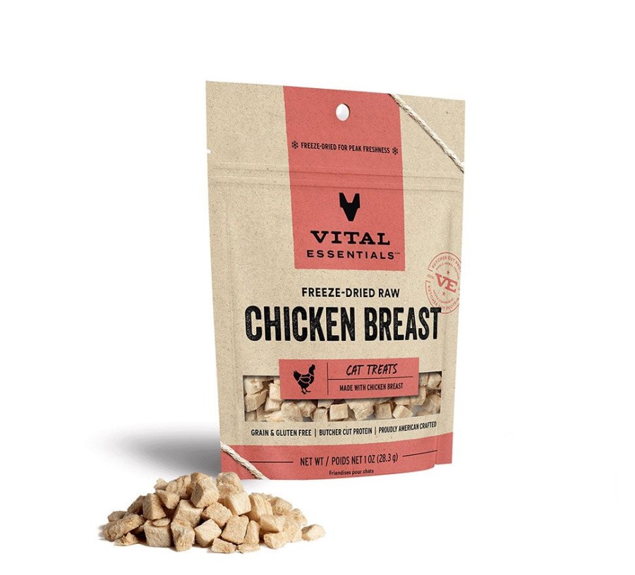 For Cats & Other Critters Vital Essentials | Vital Essentials® Freeze-Dried Chicken Breast Cat Treats, 1 Oz