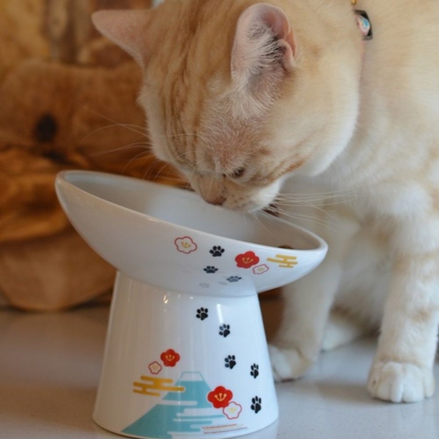 Bowls & Feeding Supplies Necoichi | Tilted Stress Free Raised Cat Food Bowl (Fuji Limited Edition)