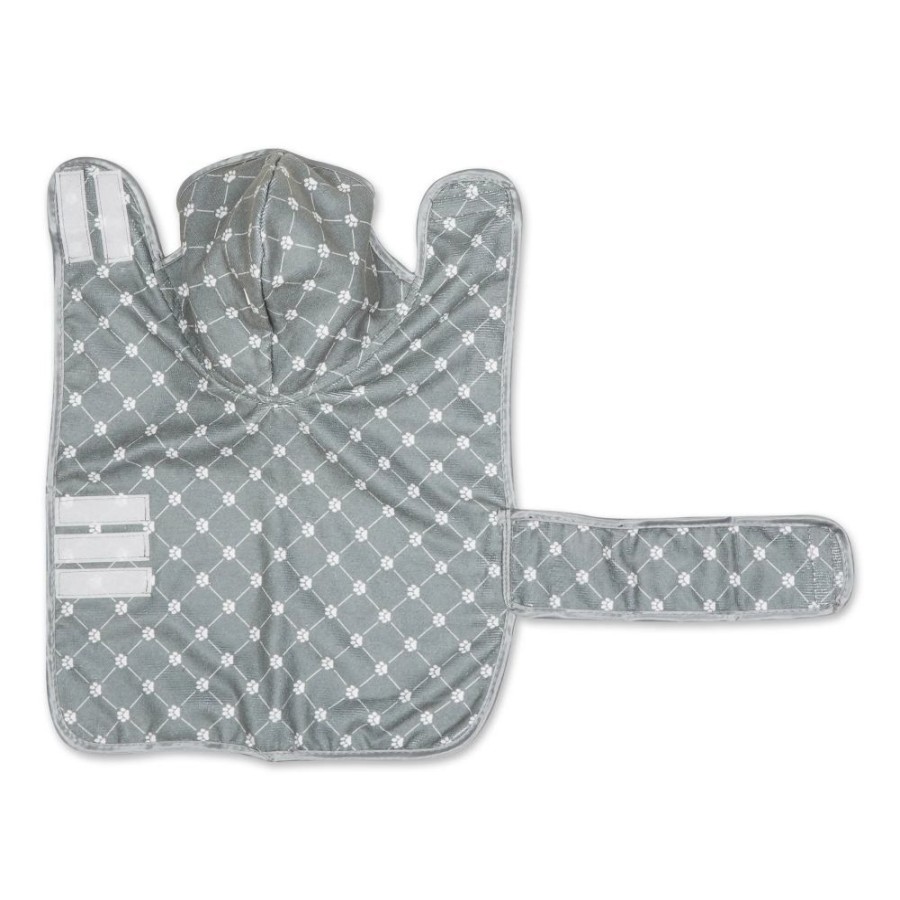 Pet Apparel Bone Dry Pet | Gray Printed Trellis Paw Pet Robe