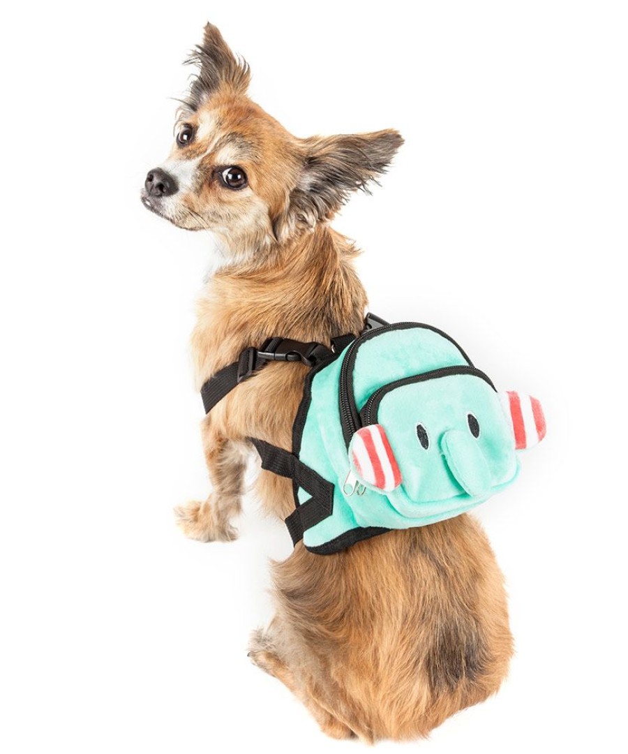 Harnesses Pet Life | Pet Life® 'Dumbone' Dual-Pocketed Compartmental Animated Blue Dog Harness Backpack