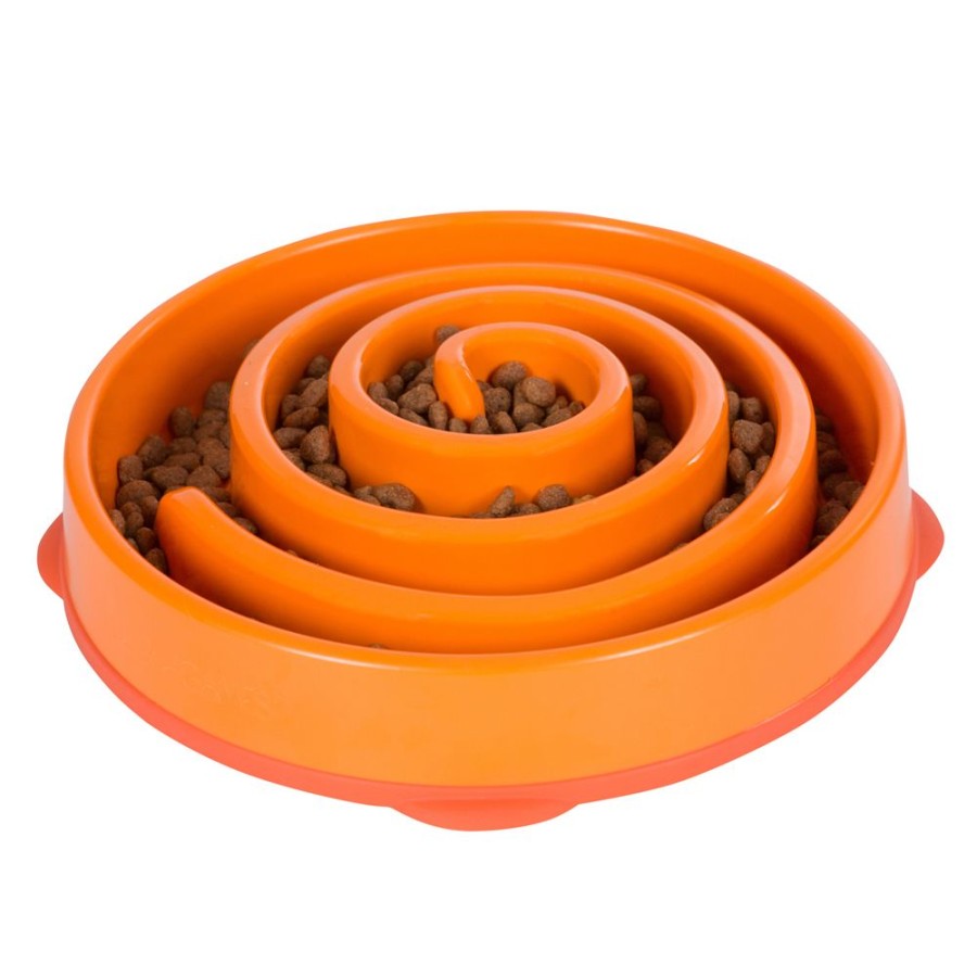 Bowls & Feeding Supplies Outward Hound® | Fun Feeder Slo-Bowl - Orange