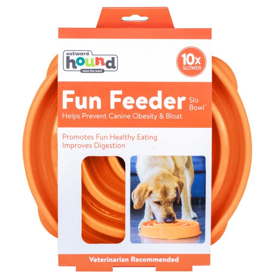 Bowls & Feeding Supplies Outward Hound® | Fun Feeder Slo-Bowl - Orange