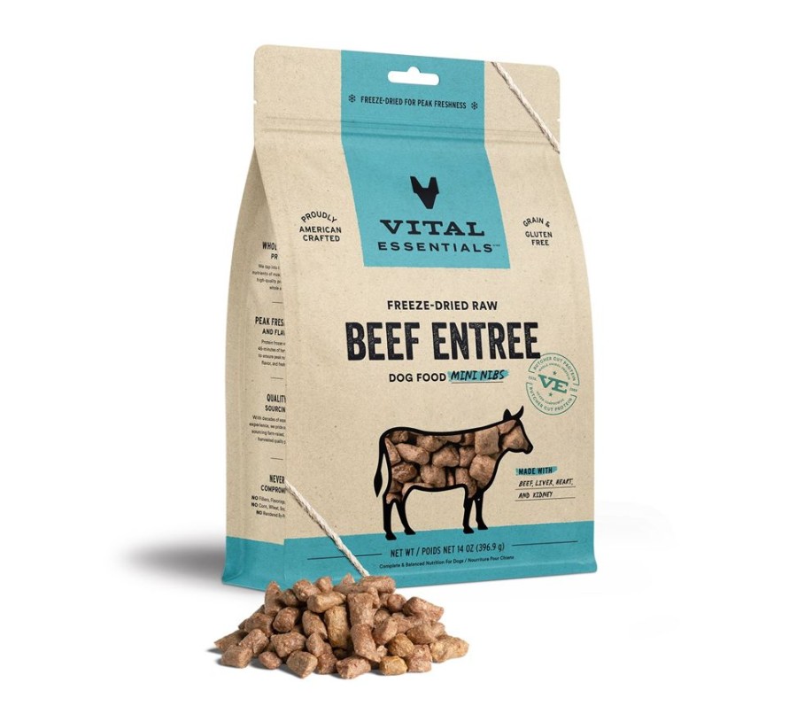 Pet Food Vital Essentials | Vital Essentials® Freeze-Dried Raw Beef Entree Dog Food Nibs, 14 Oz