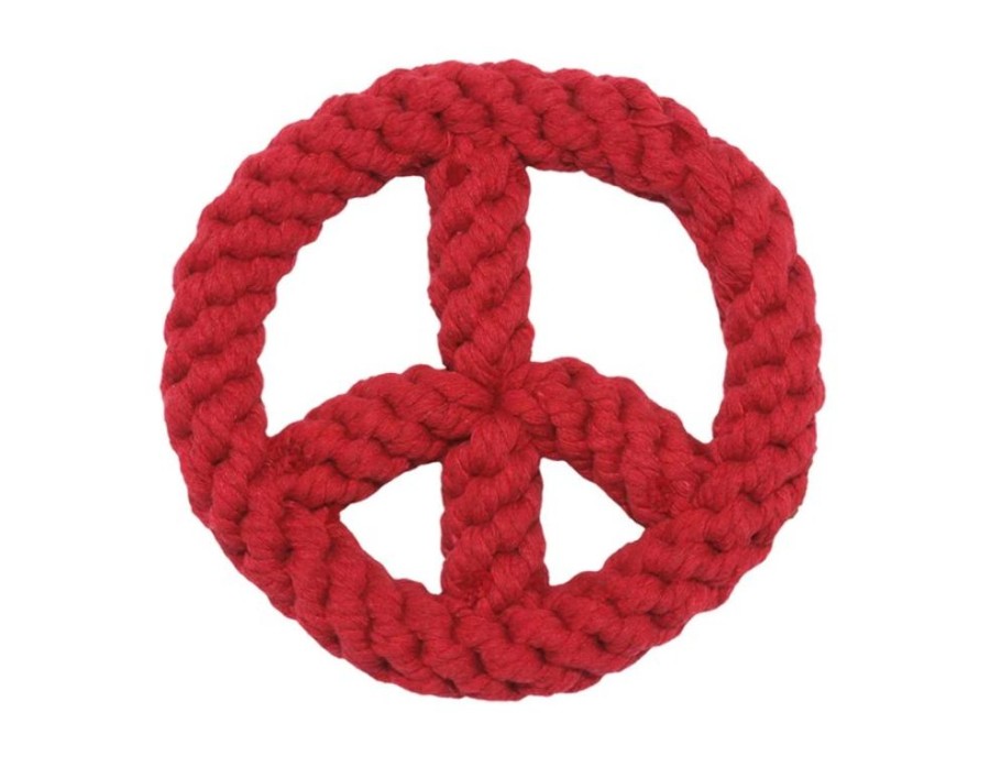 Toys & Playthings Jax & Bones | Jax & Bones Peace Sign Rope Dog Toy Red 7"