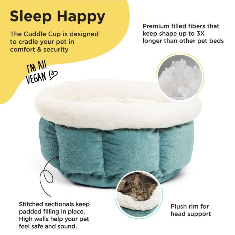 Beds, Crates, Etc. Best Friends By Sheri | Cozy Ilan Cuddle Cup Dog And Cat Bed, Tidepool, Standard