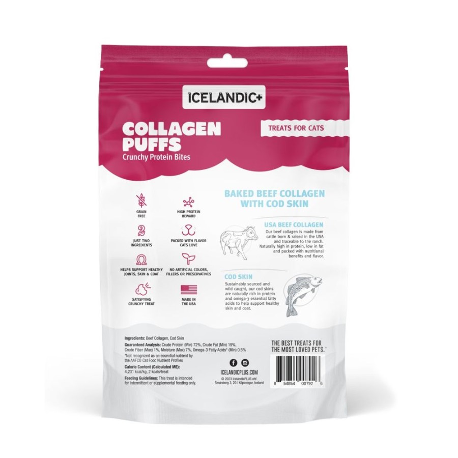 For Cats & Other Critters Icelandic+ | Icelandic+ Beef Collagen And Cod Mini Puffs Cat Treats 0.5Oz