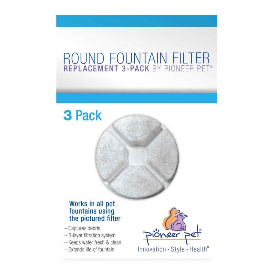 Bowls & Feeding Supplies Pioneer Pet Products™ | Replacement Round Filter (3Pk) For Vortex Drinking Fountains By Pioneer Pet