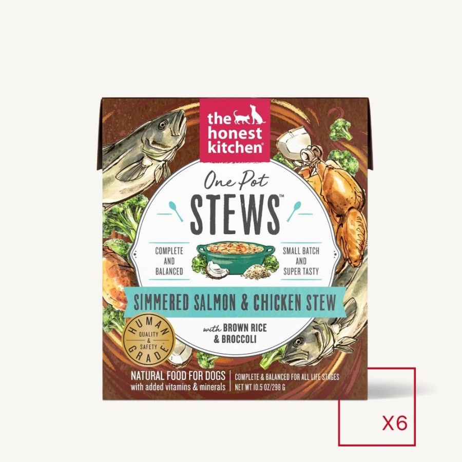 Pet Food The Honest Kitchen | One Pot Stews - Simmered Salmon & Chicken Stew With Brown Rice & Broccoli (6 X 10.5 Oz Boxes)