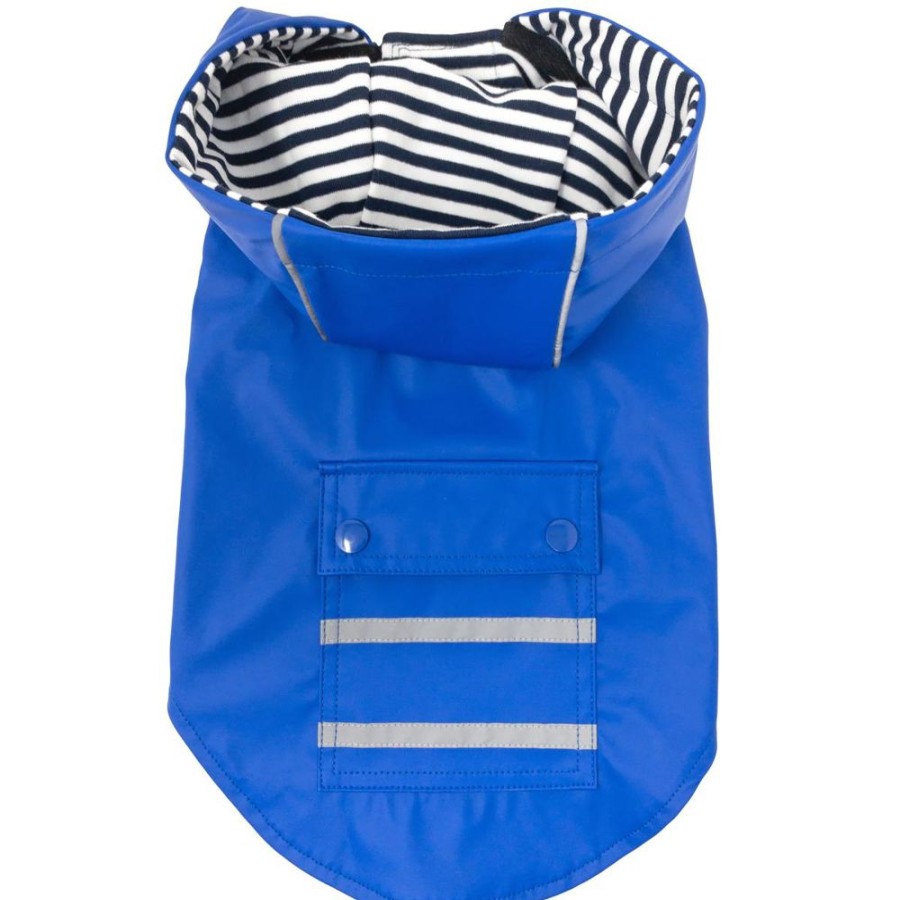 Pet Apparel Doggie Design, Inc. | Slicker Raincoat W/Striped Lining - Cobalt Blue