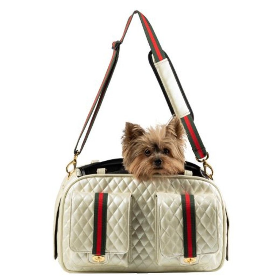 Totes & Carriers PETOTE® | Marlee 2 Ivory Quilted With Stripe